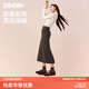 SIINSIIN直筒裙加絨高腰收腹半身裙女黑色顯瘦A字裙子 顯瘦黑 XL