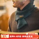 馬登工裝美式復古仿馬海毛針織圍巾秋冬戶(hù)外防風(fēng)保暖毛線(xiàn)純色圍脖男女 墨綠色 建議手洗