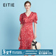 愛(ài)特愛(ài)（EITIE）法式優(yōu)雅V領(lǐng)波點(diǎn)長(cháng)裙開(kāi)叉過(guò)膝泡泡袖連衣裙夏季新款B2507690 蒲粉66 L (165)