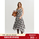 獨束大碼女裝【流浪詩(shī)人】不規則吊帶連衣裙2025秋季維希格紋裙子 維希黑白格 L （尺碼：2）