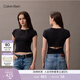 Calvin KleinJeans25夏季女士潮流休閑鏤空ck辣妹正肩羅紋重磅短袖T恤上衣