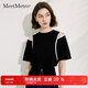MeetMetro瑪依爾設計感露肩T恤女2025夏新款小眾開(kāi)叉短袖純棉上衣 黑色【現貨閃電發(fā)】 XL