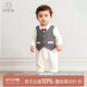 乖奇熊男寶寶假兩件連體哈衣春秋季裝嬰幼兒洋氣周歲禮服外出可愛(ài)爬爬服