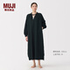 MUJI女式 柔軟紗織 連衣裙 純棉長(cháng)袖睡裙女25年秋季 家居睡袍FD1MAA5A 黑色 S (155/80A)