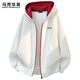馬克華菲開(kāi)衫衛衣男士春秋季時(shí)尚百搭撞色拼接棉感連帽拉鏈外套 白花灰 XL
