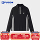 FILA FUSION斐樂(lè )潮牌女子針織長(cháng)袖衫時(shí)尚修身半拉鏈長(cháng)T 正黑色-BK S 160/80A/S