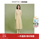 茵曼（INMAN）x米雷【東方簡(jiǎn)奢風(fēng)】新中式連衣裙2025春秋女裝新品盤(pán)扣長(cháng)袖裙 淡香杏 L