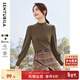 尚都比拉秋冬德絨打底衫半高領(lǐng)長(cháng)袖t恤女修身顯瘦女裝內搭上衣 褐色 L 