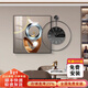 宜巢免打孔掛鐘輕奢餐廳裝飾畫(huà)現代簡(jiǎn)約帶鐘表組合掛畫(huà)飯廳背景墻壁畫(huà) 福祿生財【60*60+50鐘表】