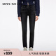 MISS SIXTY2025冬季新款復合絨牛仔褲女雙扣腰顯瘦修身小腳鉛筆褲 黑灰 25