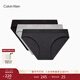 Calvin Klein內衣女士本命年新年紅三條裝提花ck舒適棉質(zhì)性感比基尼三角內褲女 0P6-太空黑/椰青灰/英雄灰 3條 S
