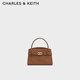 CHARLES&KEITH26春新品鱷魚(yú)紋手提凱莉包斜挎包女新年生日禮物CK2-50270880-4 Chocolate巧克力色 S