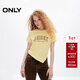 ONLY夏季設計感百搭水鉆修身正肩短袖T恤女|124201115 A06 灰黃色 S (160) 80A