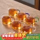 雅集茶具品茶杯曉茶杯100ml耐熱玻璃品茗杯家用辦公杯彩把-6個(gè)裝