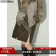 COCOBELLA復古風(fēng)手工擦色前開(kāi)叉PU裙短裙女氣質(zhì)高腰半身裙PU0015 劍橋棕 M