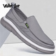 Walker Shop 布鞋男2026新款透氣冰絲速干休閑鞋男輕便軟底防臭一腳蹬帆布鞋 灰色 39