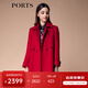 PORTS 寶姿秋冬新品女裝職場(chǎng)長(cháng)袖雙排扣紅色大衣短毛呢外套 紅色 XS (2)