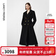 朗姿純羊毛軍旅風(fēng)收腰顯瘦氣質(zhì)高級呢子大衣修身毛呢外套冬季新款 黑色 M