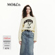MO&Co.毛衣針織衫綿羊毛絨感小熊寬松美式復古圓領(lǐng)花灰摩安珂 淺黃色 L 170