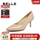 百麗（Belle）尖頭時(shí)尚優(yōu)雅單鞋氣質(zhì)顯瘦牛皮高跟鞋3O403AQ5 杏色 39