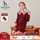 哈吉斯（HAZZYS）品牌童裝女童套裙秋新品舒適彈力花邊領(lǐng)復古時(shí)尚二件裝套裙 經(jīng)典紅 145