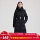 艾萊依（ERAL）中長(cháng)款羽絨服女士氣質(zhì)收腰長(cháng)款羽絨服極簡(jiǎn)系帶加厚連帽鴨新年衣服 炭黑-升級款 S 155【建議80-110斤】