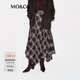 MO&Co.半身裙2025冬新品灰棕格紋不規則裙擺失衡感輕搖滾風(fēng)MBE4SKTT07 灰棕格 L