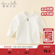 戴維貝拉（DAVE＆BELLA）女童長(cháng)袖t恤加絨寶寶上衣打底衫兒童衣服秋冬新款小童套頭衫 米白【現貨】 90 cm（建議身高80-90cm）
