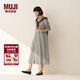 MUJI女式 法蘭絨 立領(lǐng)長(cháng)袖連衣裙女裝裙子純棉連身裙25年冬季 淺米色格紋 L (165/88A)