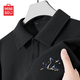 名創(chuàng  )優(yōu)品（MINISO）短袖polo衫男夏季新款休閑簡(jiǎn)約華夫格半袖潮流寬松t恤 黑 2XL