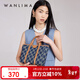 萬(wàn)里馬（wanlima）丹寧水桶包托特包情人節通勤印花牛仔布單肩斜跨手提女情人節禮物 牛仔藍/杏仁棕