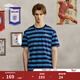 茵寶（Umbro）官方條紋t恤復古寬松男裝夏季圓領(lǐng)半袖女生運動(dòng)短袖上衣 鎧甲藍 XL