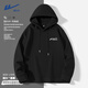 回力（Warrior）國潮衛衣男連帽秋季oversize寬松大碼情侶裝復古潮牌長(cháng)袖上衣帽衫 黑#HL閃電長(cháng)標 2XL
