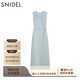 SNIDEL2025春夏簡(jiǎn)約毛邊圓領(lǐng)無(wú)袖后開(kāi)叉針織連衣裙SWNO251097 淺藍色 M (1)