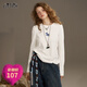 妖精的口袋白色印花撒銀長(cháng)袖t恤女2025早秋新款小眾內搭單款上衣 小馬白色 S