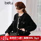 betu百圖女裝冬季新款短外套圓領(lǐng)復古時(shí)尚外套長(cháng)袖短外套女2211T84 黑色 S