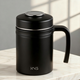 ZENGKA高檔陶瓷內膽保溫杯帶手柄男女士辦公室商務(wù)咖啡杯泡茶養生骨瓷杯 黑色420ml帶陶瓷茶隔
