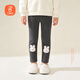 貝瑞加（Babyprints）女童秋冬打底褲兒中大童加厚休閑褲女孩絨里外穿長(cháng)褲 深灰140