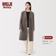 MUJI女式 羊毛混 切斯特大衣毛呢外套女款女裝衣服25年冬季 BD10LA5A 深咖啡棕色 S (155/80A)