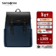 新秀麗（Samsonite）雙肩包 時(shí)尚通勤背包電腦包 商務(wù)輕奢牛皮革翻蓋書(shū)包 立體包型NV0 藍色+黑色