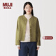 MUJI 女式 木棉混 雙層紗織絎縫夾克 女外套女裝26年春季 BD12VA6S 煙熏綠色 L (165/88A)