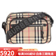 博柏利（BURBERRY）Vintage時(shí)尚復古格紋男女同款小牛皮相機包單肩斜挎包【現貨】 典藏米色8010152