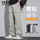 JEEP SPIRIT吉普休閑褲男秋季潮流工裝褲子男寬松直筒闊腿褲運動(dòng)長(cháng)褲百搭男褲