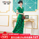 帝弗·潤馳夏天長(cháng)款連衣裙2025新款波點(diǎn)長(cháng)裙大擺裙綠色印花洋氣雪紡拖地長(cháng)裙 綠色 S
