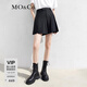 MO&Co.簡(jiǎn)約A字高腰壓褶裙褲西裝短褲休閑褲不對稱(chēng)裙褲褲子女摩安珂 黑色 S