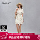 GANT/甘特女士翻領(lǐng)中長(cháng)裙簡(jiǎn)約復古襯衫裙字母印花收腰系帶連衣裙 248卡其色 L (38)