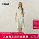 ELAND【亞麻＋棉】衣戀連衣裙女單排多扣翻領(lǐng)裙子2025夏季新款 乳白色(64)Cream S /160