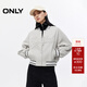 ONLY2025夏季新款休閑撞色貼布字母棒球服寬松外套女|125336017 C42蒸汽藍灰色 XS