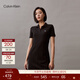 Calvin KleinJeans夏季女士氣質(zhì)休閑通勤ck字母修身顯瘦V字領(lǐng)POLO裙連衣裙 BEH-太空黑 M