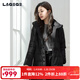 LAGOGO長(cháng)款高智老錢(qián)風(fēng)黑色系帶羽絨服拉谷谷2025冬新款OCYY43XE46 黑色 S